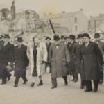 Prime Minister Winston Churchill visits Swansea after the Three Nights Blitz. Chief Constable May is on the far left.