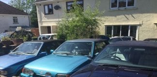 Cars stored in garden cARS