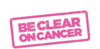 TWO WEST WALES CANCER SURVIVORS FRONT BOWEL CANCER SCREENING AWARENESS CAMPAIGN be clear on cancer breast logo