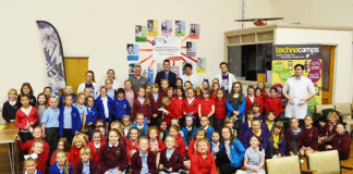Local Schoolgirls Inspired in STEM Group photo Owain Davies and Lee Waters at back