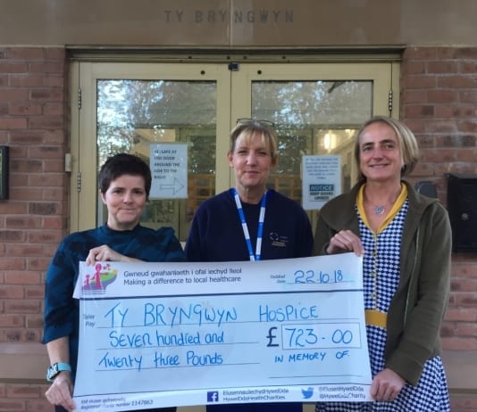 Generous donation made to Ty Bryngwyn Hospice, Llanelli Screenshot 20181122 172342