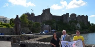 Charity head stops in Pembrokeshire on 3,000 mile road trip for local hospice children Simone Enefer Doy James Ross West Wales Freemasons and Max Walker Li