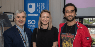 50 years of The Open University in Wales celebrated with unique historical display Dai Lloyd AM Bethan Sayed AM and Rahil Sayed