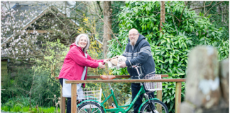Bread by Bike Delivery Service Rides into Pontardawe Lesley Mike and Bike