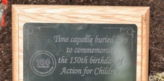 Swansea’s Ty Laura short breaks marks Action for Children 150th birthday with time capsule Capsule plaque