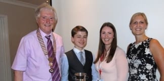 Prestigious Bridgend Rotary Club award goes to school-aged person for the first time Harvey Palmer Award Presented to Oliver Davies a Young Carer by President Hopkin Joseph.Oliver he was supported by Gemma Jury and his mother Hayley Davies