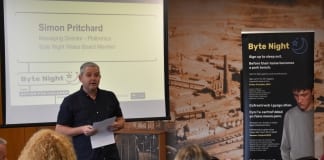 Swansea joins UK’s largest corporate sleepout, Byte Night Simon Pritchard addresses Swansea businesses at the Liberty Stadium