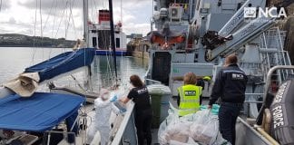 Huge cocaine haul recovered from yacht in Wales 1080 logo NCAOfficersOnBoat
