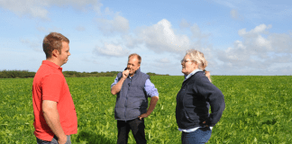 Reseeding with Multi Species Leys at Moor Farm Andrew Rees talking to Chris Duller and Julie Bowes