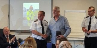 Police Sergeant turned maintenance technician celebrates 50 years of service in Dyfed-Powys Police – and has loved every one of them CC and Nigel 2