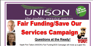 NEATH PORT TALBOT COUNCIL FAIR FUNDING EVENT: SAVE OUR SERVICES NPT QT 2019.