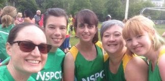 ‘Team Scrambled Legs’ smash fundraising target for NSPCC ahead of Cardiff Half Marathon race day Team Scrambled Legs