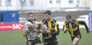 Former dual code Wales international suspected of contracting COVID-19 virus Lenny Woodard on the charge for Celtic Crusaders in a Cup match against St Alban Centurions in 2006. Credit Ian Lovell