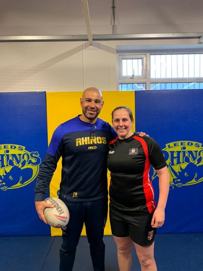 Vicky Lea alongside former Leeds Rhinos and Great Britain star Chev Walker credit UKAFRL.