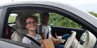 Queues at McDonalds Llanelli one of the first through drive through Monica scaled