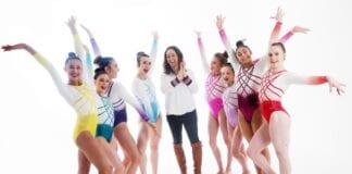 Swansea company’s £30,000 pledge to the NSPCC to help be there for children contacting Childline Joanna Vazquez pictured with gymnasts from The Academy of Gymnastics Portishead who were crowned 2019 British Team Champions scaled