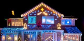 Deck the halls … and win with Persimmon 0 House colorfully decorated with bright Christmas lights