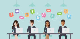 DAS UK Group Hires 11 Graduates to Bedwas Call Centre Team row of cc advisors set up vector 760