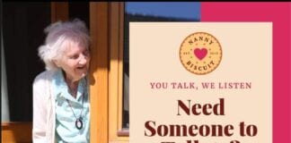 Aros Gartref i Achub Bywydau – diolch i wirfoddolwyr cymunedol Nanny Biscuit need someone to talk to