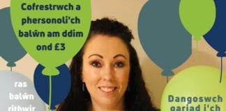 ELUSEN IECHYD YN LANSIO RAS FALŴN RITHWIR Tara Balloons Poster Welsh