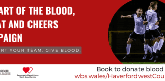 Match of the Day: Welsh Blood Service teams up with FAW’s Cymru Leagues & WPWL urging Haverfordwest County AFC supporters to save lives Haverfordwest County AFC Banner