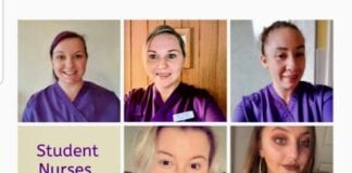 Myfyrwyr nyrsio yn rhoi cymorth technolegol i gleifion ysbyty Student nurses pic EDIT