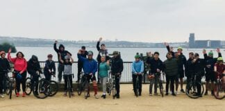 Headlands crowned top Welsh school in Sustrans Big Pedal Challenge group shot Cardiff Bay scaled