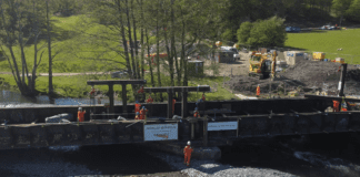 Rising to the challenge: Bridge successfully lifted out of flood zone in Wales railway first BB front sun 1