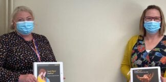 Hywel Dda Health Charities on DadPads Dadpad picture Karen Davies and Nia Homfray