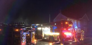 Multi agency response to a fire at a commercial garage in Gwaun Cae-Gurwen Gwaun Cae Gurwen fire 1 19 August 2021