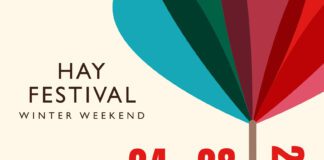 HAY FESTIVAL WINTER WEEKEND PROGRAMME RELEASED: NEW VENUE REVEALED FOR FIRST IN-PERSON EVENTS IN TWO YEARS Hay Festival Winter Weekend 2021 poster for social Facebook