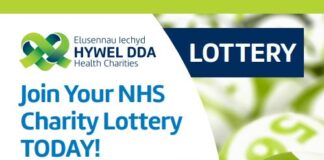 Hywel Dda Health Charities on the launch of their new charity Lottery! Hywel Dda Health Charities Lottery poster English