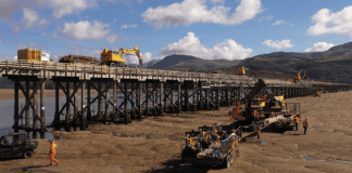 Vital rail link reopens as stage two of £30m Barmouth Viaduct restoration concludes Barmouth work below photo web