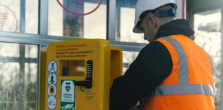 Life-saving defibrillators now at stations across Wales and the borders Defib install 08 scaled