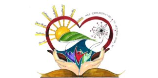 Kindness Mural designed by children and young people of Ceredigion Dyluniad buddugol Ysgol Bro teifi winning design