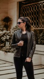 Women Taliyah Black Studded Leather Jacket Women Taliyah Black Studded Leather Jacket