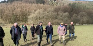 Environmental Work Only Possible Due To Stability Provided By Basic Payment Hears Senedd Member Farm walk at Cae Coch