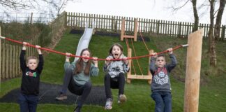 Adventure awaits at Lliw Reservoir with new natural timber play area Lliw Reservoir Adventure Timber Playground L R Rhys Chess Ella Chess Poppy Thomas Harri Chess