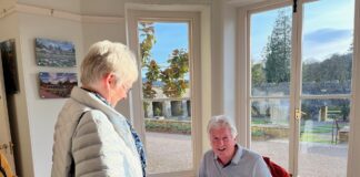 Aberglasney Launches first-ever book of Nigel McCall’s photographs ‘Aberglasney Gardens, a Calendar Year’ Nigel McCall signing one of his new books for a Member of the Gardens at the launch event