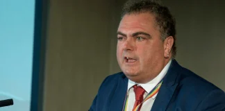 TSSA challenges Shapps over signalling claims and urges more modernisation Manuel Cortes speaking at TSSA conference 2019 podium close up