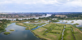 New plan calls for urban wetlands to help ‘level up’ inequalities in wellbeing Aerial of WWT London Wetland Centre a large urban wetland scaled