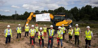 Ground-breaking event marks work commencing on former Llanwern steelworks CDF 140722 CF Lovell Locke Gardens 007 The Lovell Pobl and St Modwen teams at Locke Gardens in Newport scaled