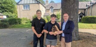 Tilhill Diploma Student Wins Award Left to Right Si Smith Assistant Forest Manager Tilhill. Jacob Goodwin Tilhill Diploma student. Simon Miller Senior Forest Manager Tilhill