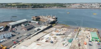 Redevelopment works at Pembroke Port pave the way for a low carbon future An extended slipway has been constructed at Pembroke Port as part of the Pembroke Dock Marine project ideal for accommodating launches of vessels and devices and supporting the renewables in min scaled