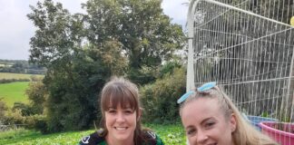 Aberystwyth Town Women and Cariad – a perfect pair! Lucie Gwilt Cariad and Ffiona Evans min scaled