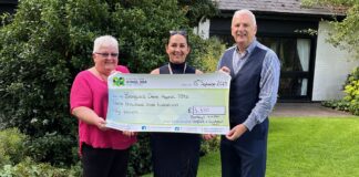 Luncheon club raises over £3,000 for Bronglais chemo unit Gwen Jones Mark Powell