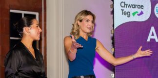 Welsh Women celebrated at national awards as Chwarae Teg go out on a high Womenspire hosts Elin Pavli Hinde and Andrea Byrne 1