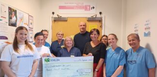 Team N2S cycles length of Wales to raise funds for chemo unit Team N2S cheque scaled