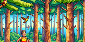 Spot the Difference: Can you find all 5 differences in this woodland jogging scene? Jogging Scene