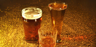 Increased European interest in leading UK spring malting barley Laureate grain with glasses 3 @300.jp g